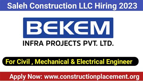 Bekem Infra Projects Pvt Ltd Electrical Engineer Jobs Civil