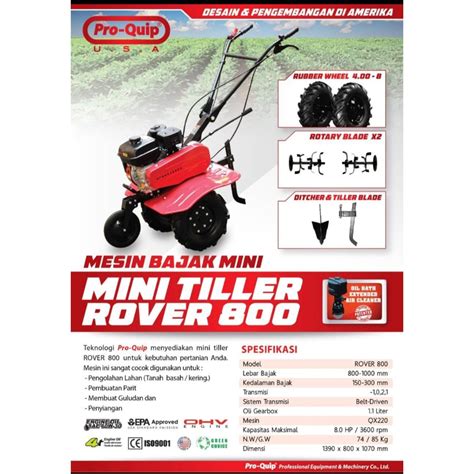 Jual Mesin Traktor Sawah Bajak Mini Power Tiller Proquip Rover