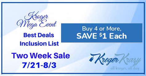 Kroger Buy Or More Save Each Best Deals Inclusion List Week