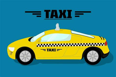 Yellow Taxi Car, sport car taxi vector illustration in flat color style ...