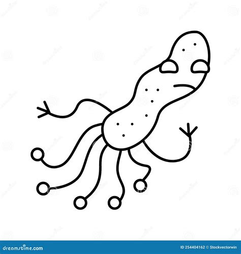 Gut Bacteria Virus Line Icon Vector Illustration Stock Vector