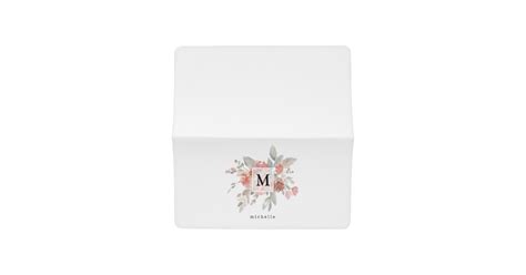 Elegant Dusty Pink Gray Flower Monogram Checkbook Cover Zazzle