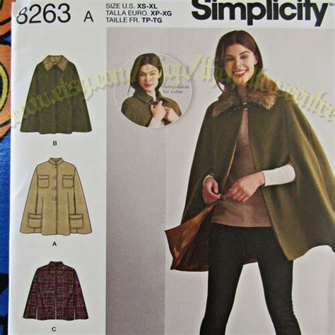 Simplicity 8263 Set Of Ponchos Cape Style Jackets Sewing Etsy