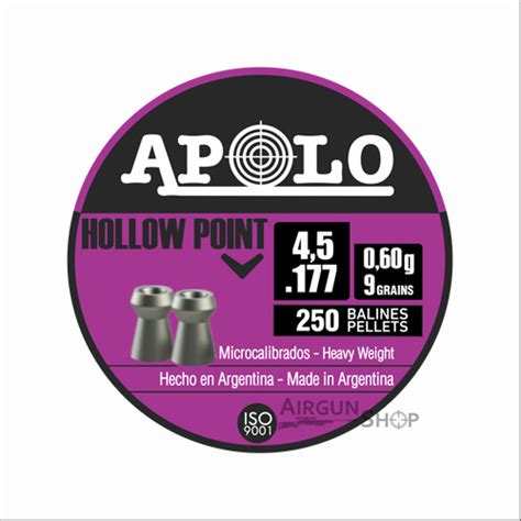 Apolo Hollow Point 0177 Cal Pellets 9gr 250ct Airgun Shop