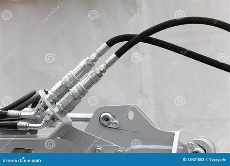 Hydraulic Connections Of A Machinery Industrial Detail Stock Photo