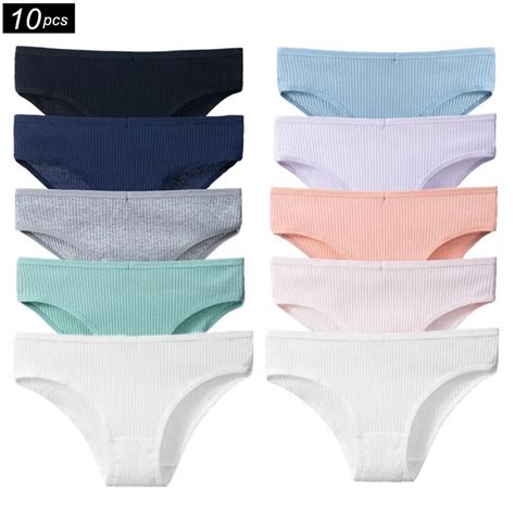 Bragas De Algod N Acanalado Para Mujer Ropa Interior Sexy Bikini Color S Lido Talla Grande