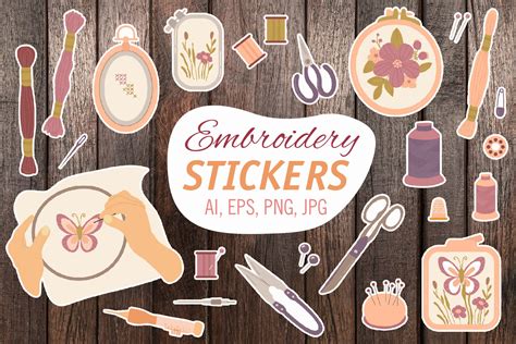 Embroidery Set Printable Stickers Cricut Design By Helgakov