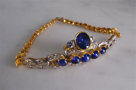 Vintage Blue Sapphire Bracelet 18k Chinese | Gem Gardener