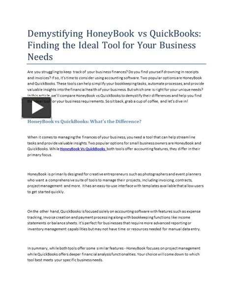 Ppt Demystifying Honeybook Vs Quickbooks Finding The Ideal Tool For