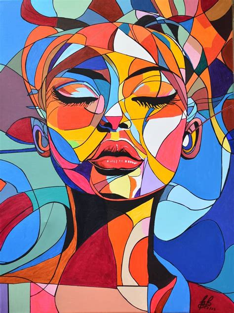 Vivid Abstract Portrait Acrylic Painting Painting By Percy Rivera