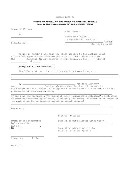 Sample Form 23 Fill Out Sign Online And Download Fillable Pdf