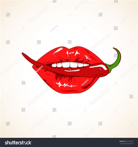 Illustration Sensual Woman Lips Red Hot Stock Vector Royalty Free