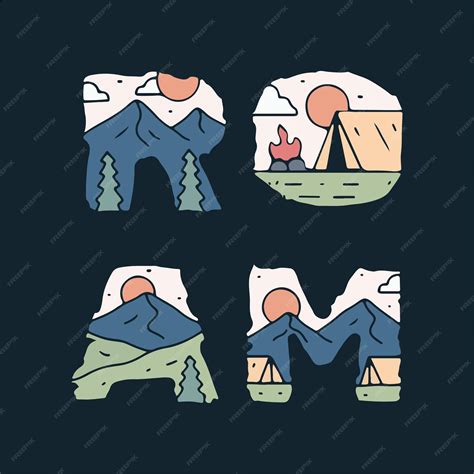 Premium Vector Roam Letter With Mountain Camping Design Inside For