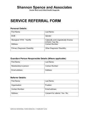 Fillable Online Shannon Spence And Associates Referral Form Docx