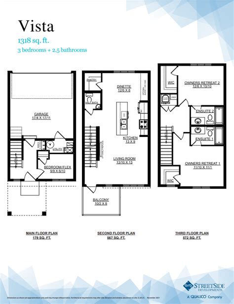 Rivers Edge Townhomes By StreetSide Developments Vista Floor Plans