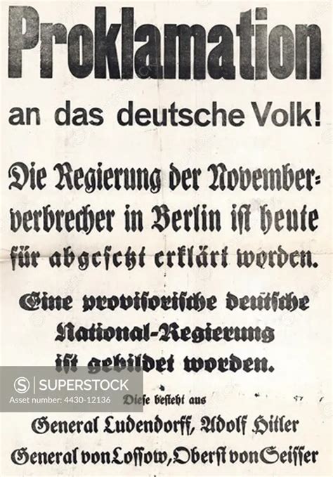 Events Beer Hall Putsch 1923 Proclamation To The German People