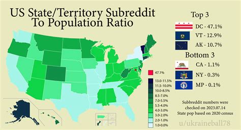 US state/territory subreddit to population ratio : r/MapPorn