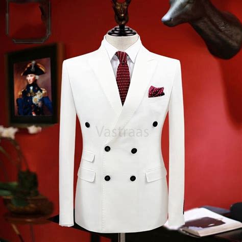 Vastraas New Stylish Partywear Formal Tuxedo Suits For Men In White