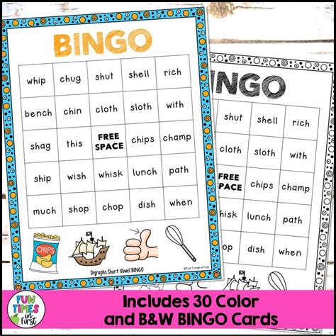 Digraphs Bingo Game With Short Vowels No Prep Phonics Games Entre No