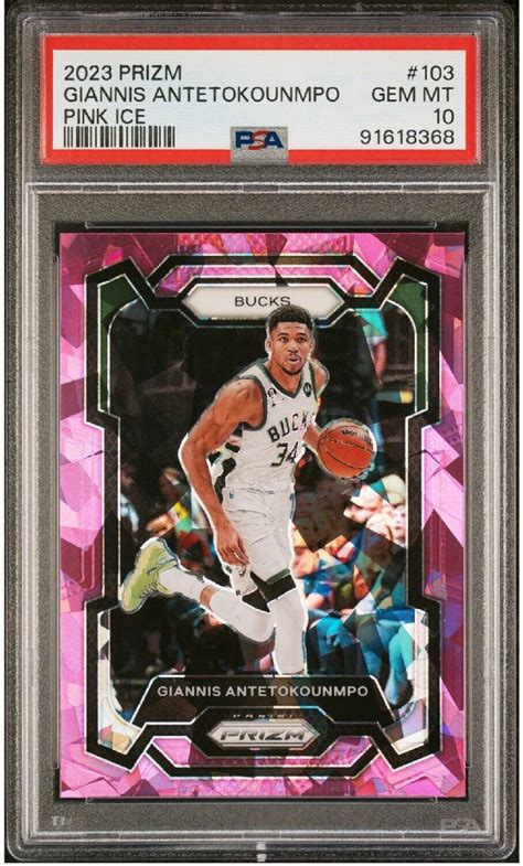 2023 24 Prizm Giannis Antetokounmpo 103 Pink Ice Prizm Psa 10 Ebay