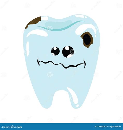 Dibujo De Caricatura De Un Diente Enfermo Caries Sobre Los Dientes