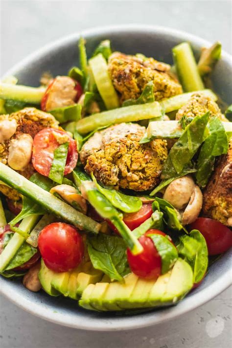 Vegan Falafel Salad With Tahini Dressing Earth Of Maria