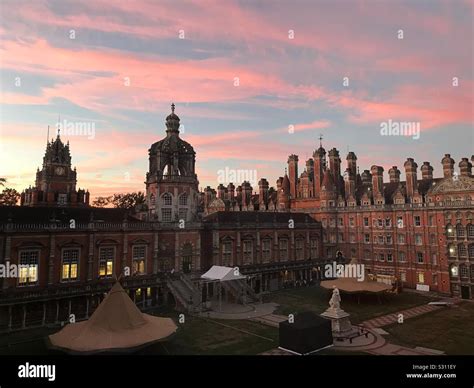 Royal Holloway University On A Cold Winter Evening Stock Photo Alamy