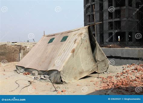 A Temporary Shelter/tent Under Construction Site Stock Image - Image ...