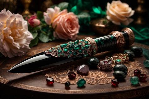 Obsidian Dagger With Emeralds And A Jade Handle Digital Art By Helena