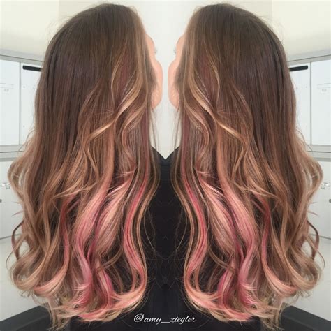 Soft Pink Peekaboo With Blonde Balayage By Amy Ziegler Askforamy