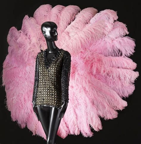 Yves Saint Laurent Pull Filet de Perles et Eventail Géant de Plumes