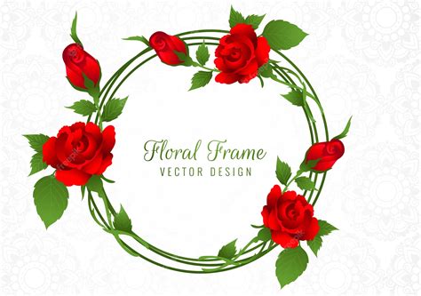 Free Vector Beautiful Red Rose Flower Frame