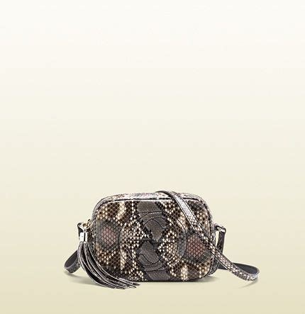 Soho Dark Pink Shiny Python Disco Bag Gucci Python Soho