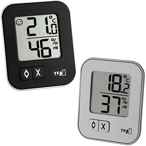 TFA Dostmann Moxx Digitales Thermo Hygrometer 2er Pack Silber Und