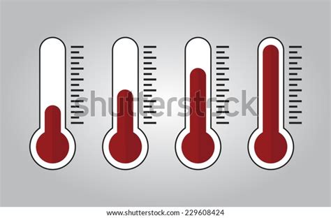 Illustration Red Thermometers Different Levels Flat Stock Vector Royalty Free 229608424