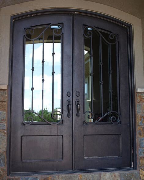 China Eleant Style Eyebrow Arch Top Wrought Iron Double Door China Iron Door Wrought Iron Door