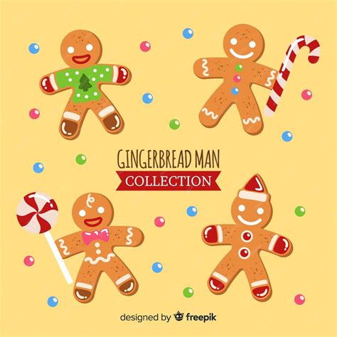 Free Vector Cute Gingerbread Man Collection