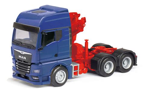 Herpa 313100 002 MAN TGX GX 6x4 Zugmaschine Mit Ladekran Blau W