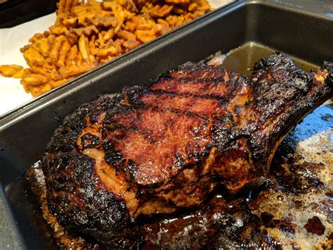 Homemade 52oz Tomahawk Steak And Waffle Fries Rfood