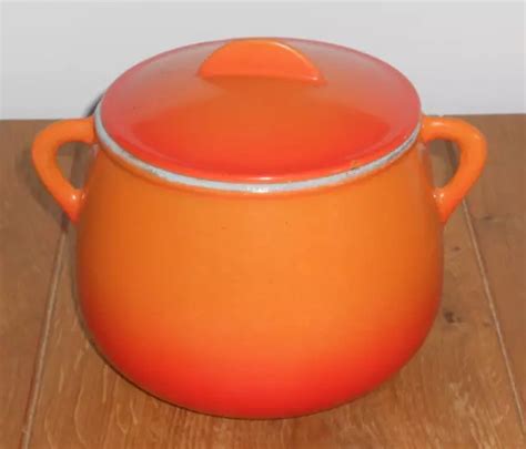 Le Creuset Ancienne Petite Marmite Cocotte Po Lon Orange En Fonte