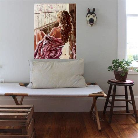 PINK BLOOMING LiGHt ORIGINAL OIL PAINTING GIFT PALETTE KNIFE Nude WINDOW Oil Painting