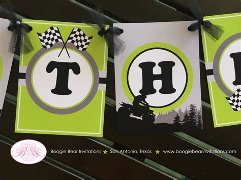 Atv Happy Birthday Party Banner Race Black Lime Green 1st 2nd Etsy