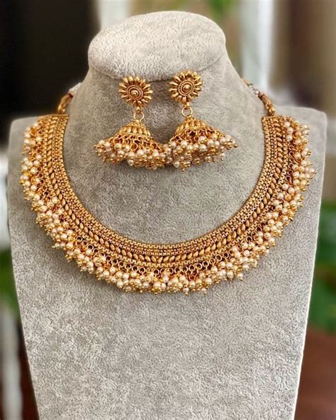 Buy Gold Choker Necklace Indian Gold Necklaceindian Chokerpearl