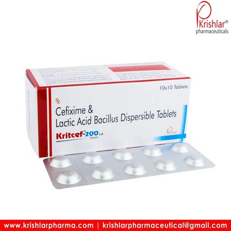 Kritcef Cefixime And Lactic Acid Bacillus Dispersible Tablets 200 Mg