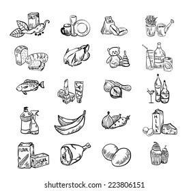 Set Street Garbage Waste Doodle Style Stock Vector Royalty Free