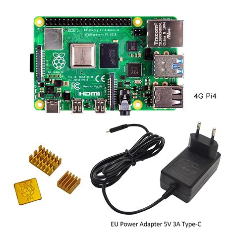 Official Raspberry Pi 4 Model B Development Board 4gb Ram Euus Power Adapter 5v 3a Type C