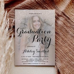 Rose Gold Frame Blush Ombre Photo Graduation Invitation Graduation