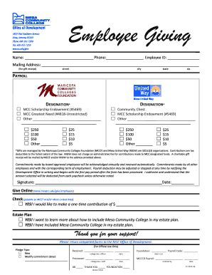 Fillable Online Mesacc Employee Giving Fax Email Print PdfFiller