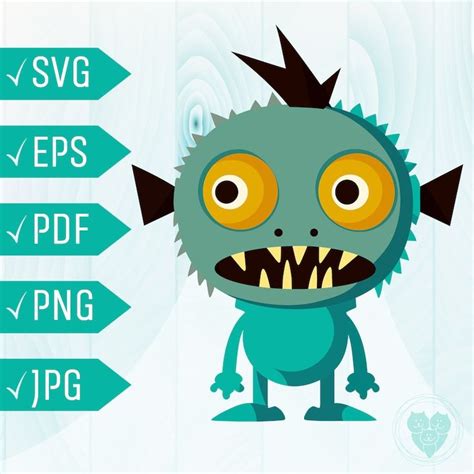 Printable Cute Monster Svg File Vector Clipart Print File Etsy In