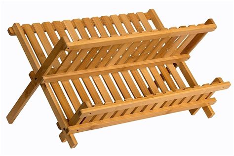 Wooden Dish Rack Plate Rack Collapsible Compact Dish Drying Rack Bamboo Dish Drainer - Walmart.com